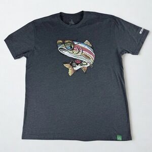 Rainbow Trout T-Shirt Mens XL Gray Wild Tribute Miami Vice Off Roading Jeep